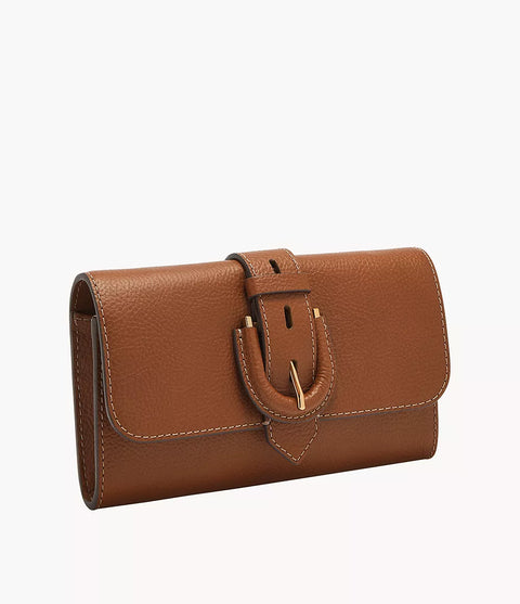 Fossil Women's Brown Harwell Leather Wallet Crossbody Bag | Fossil In Lebanon