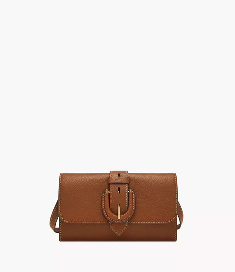 Fossil Women's Brown Harwell Leather Wallet Crossbody Bag | Fossil In Lebanon
