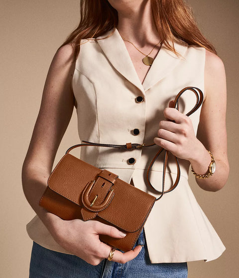 Fossil Women's Brown Harwell Leather Wallet Crossbody Bag | Fossil In Lebanon