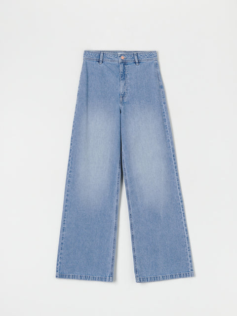 Sinsay Women's Blue High Waist Wide Leg Cotton Jeans | Sinsay In Lebanon