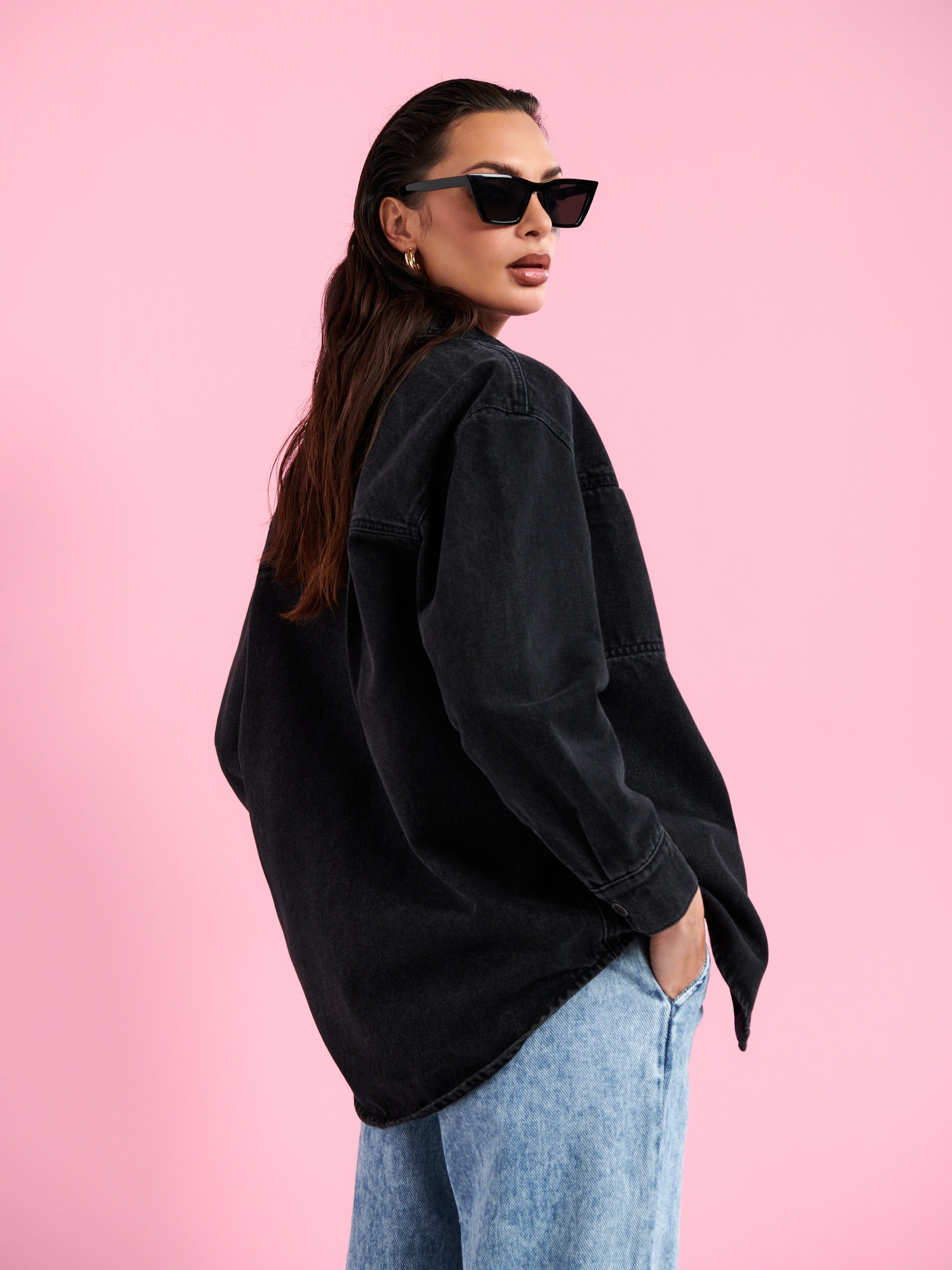 Sinsay Women's Black Denim Shirt | Sinsay In Lebanon