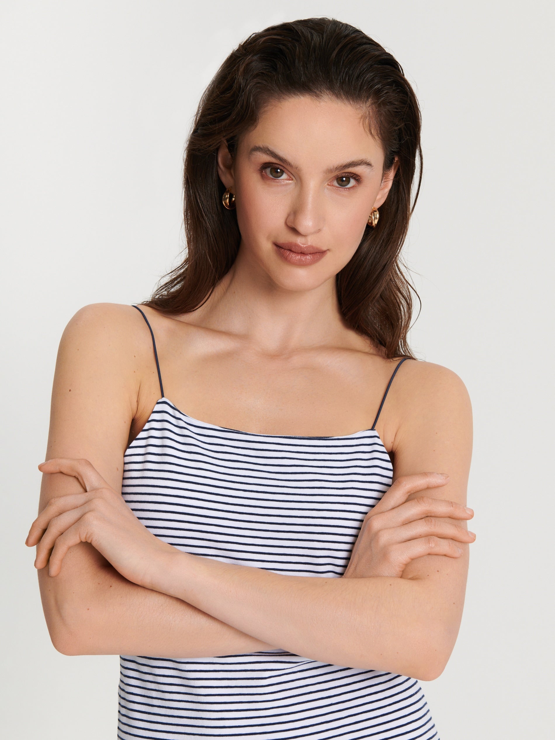Sinsay Women's Navy/White Mini Dress  | Sinsay in Lebanon
