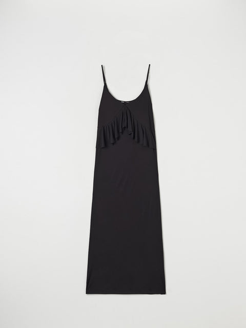 Sinsay Women's Black Midi with straps, ruffles and viscose Dress   |Sinsay  in Lebanon