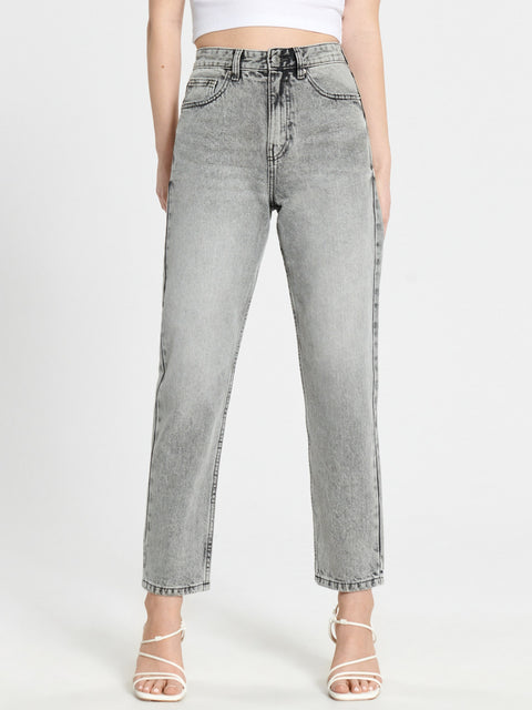 Sinsay  Women's Light Grey  High Waist Mom Jeans   | Sinsay in Lebanon