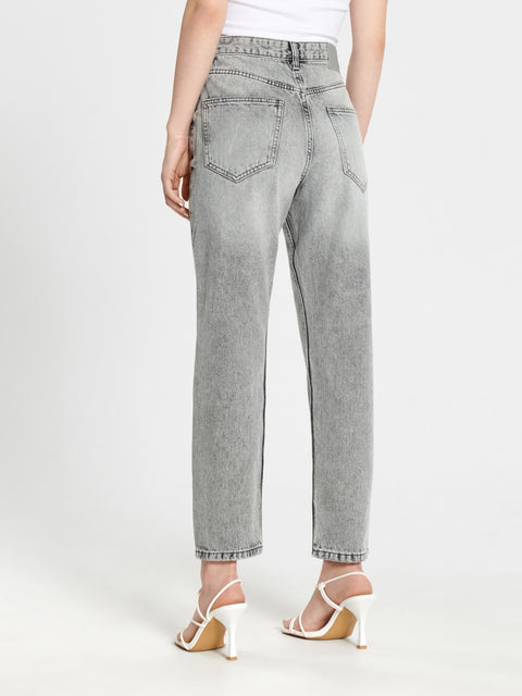 Sinsay  Women's Light Grey  High Waist Mom Jeans   | Sinsay in Lebanon