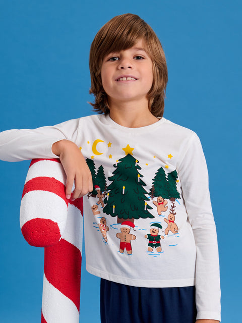 Sinsay Boy's White & Navy Festive Two-Piece Pajamas  | Sinsay In Lebanon