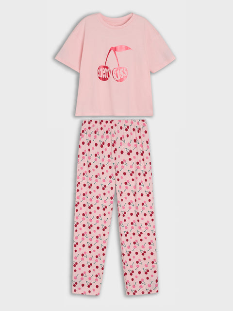 Sinsay Girl's Pastel Pink Two Piece Pajama Set With A Print | Sinsay In Lebanon