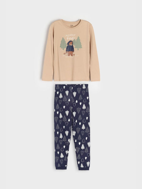 Sinsay Boy's Beige & Navy Printed Pajama Set 2pcs  | Sinsay In Lebanon