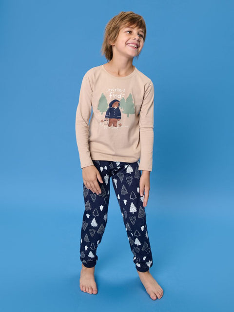 Sinsay Boy's Beige & Navy Printed Pajama Set 2pcs  | Sinsay In Lebanon