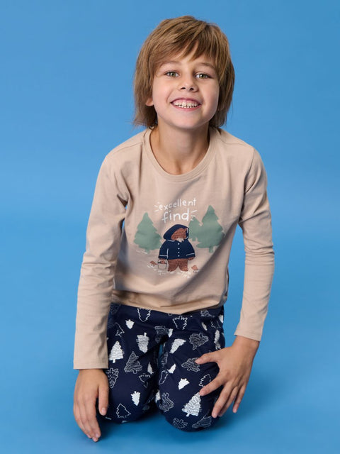 Sinsay Boy's Beige & Navy Printed Pajama Set 2pcs  | Sinsay In Lebanon