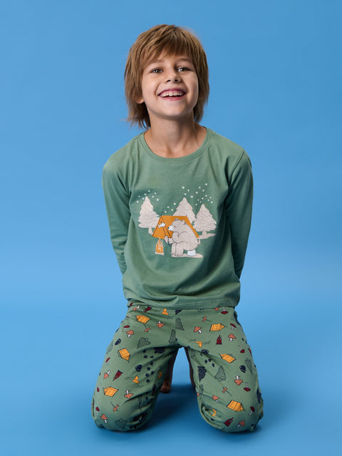 Sinsay Boy's Khaki Green With Graphic Printed  Two-piece Pajama Set   | Sinsay in Lebanon