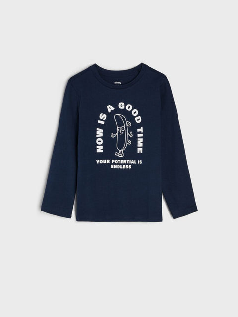 Sinsay Boy's Navy Graphic Printed Long Sleeve Blouse | Sinsay In Lebanon