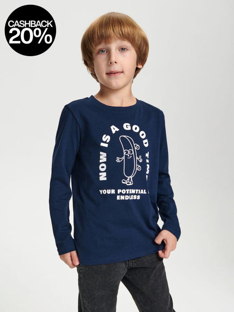 Sinsay Boy's Navy Graphic Printed Long Sleeve Blouse | Sinsay In Lebanon