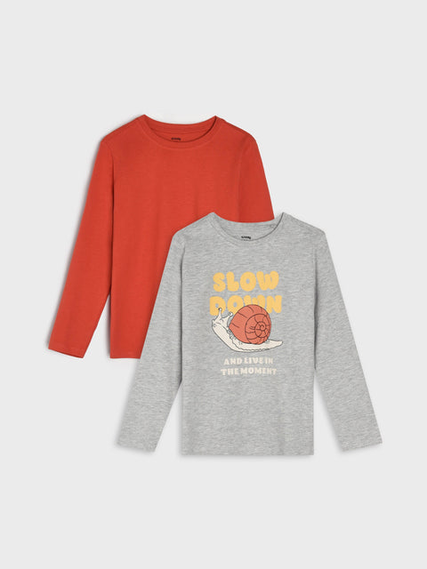 Sinsay Boy's Rust & Grey Long Sleeve Pack Of 2 Blouses | Sinsay In Lebanon