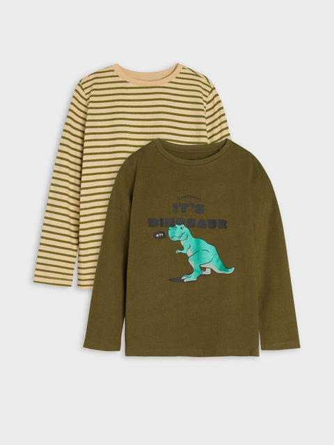 Sinsay Boy's Olive Green & Beige 2 Pieces Pack Long Sleeve Blouse | Sinsay In Lebanon
