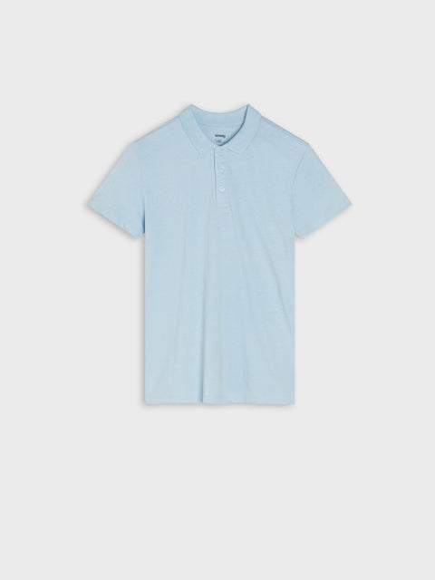Light blue polo shirt on a white background