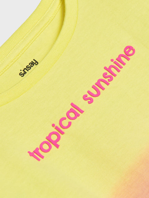 Sinsay Girl's Lime Green Fuchia T-Shirt   | Sinsay in Lebanon