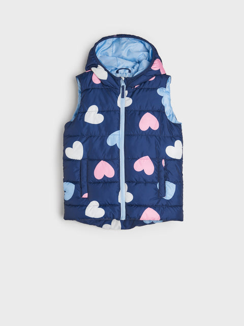 Sinsay Girl's Navy Quilted Vest With Heart Print | Sinsay In Lebanon