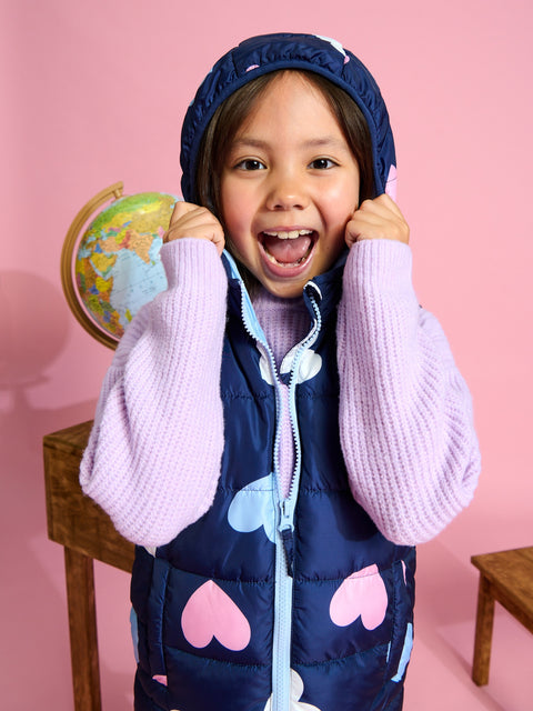 Sinsay Girl's Navy Quilted Vest With Heart Print | Sinsay In Lebanon