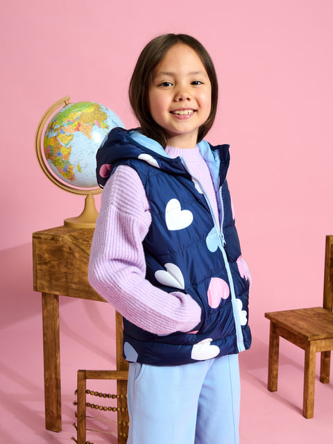Sinsay Girl's Navy Quilted Vest With Heart Print | Sinsay In Lebanon