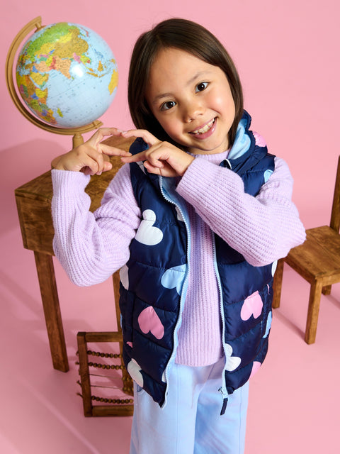 Sinsay Girl's Navy Quilted Vest With Heart Print | Sinsay In Lebanon