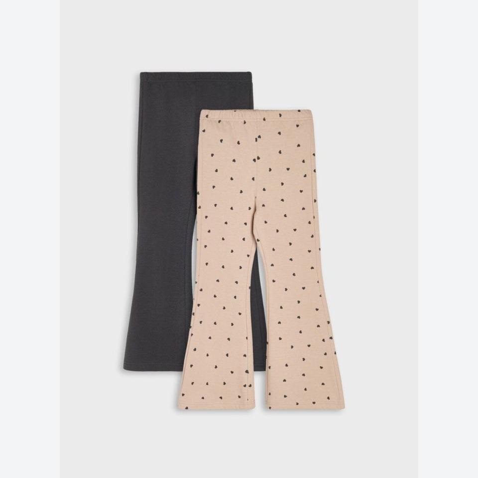 Sinsay Girl's Dark Grey & Beige Heart Print 2-Pack Flare Pants