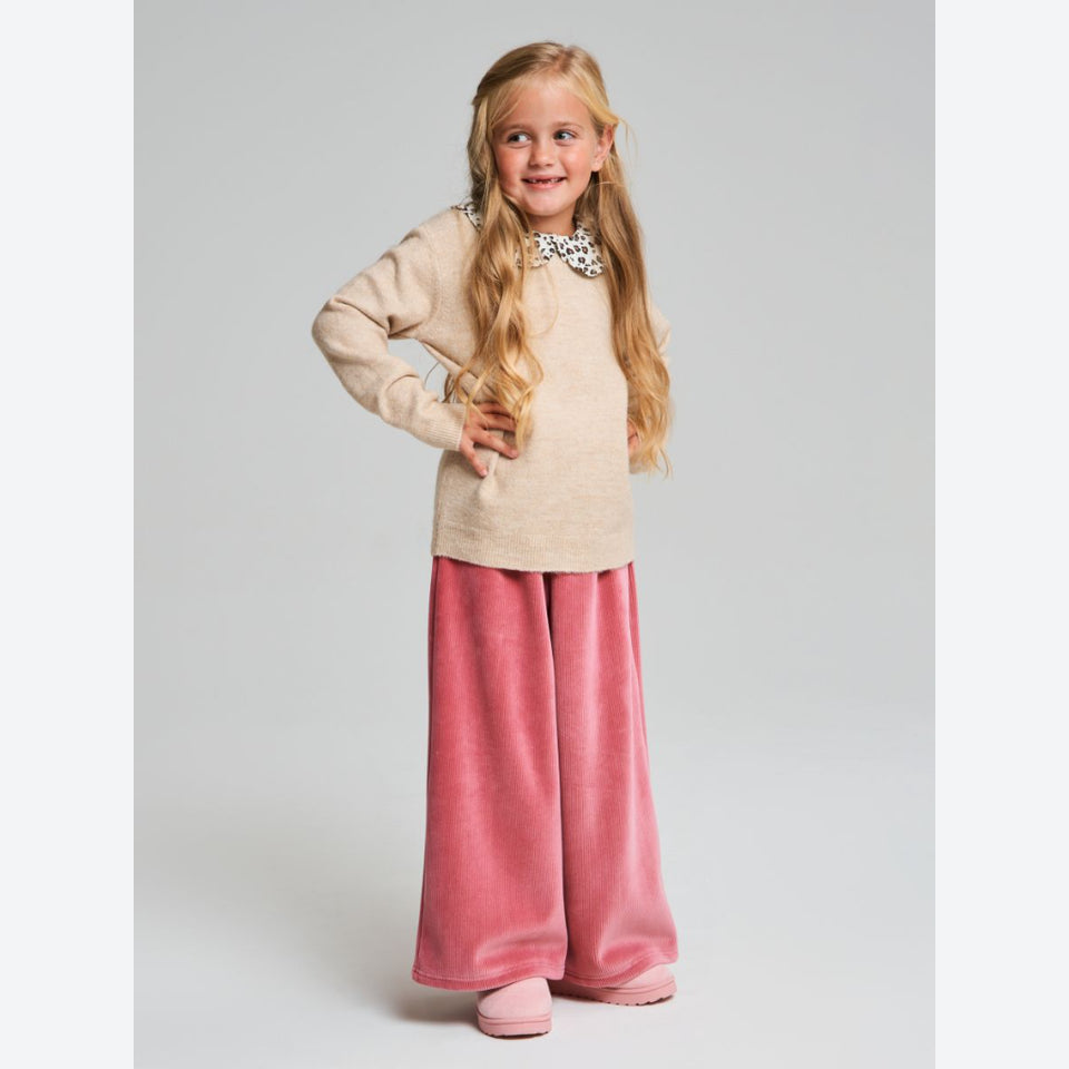 Sinsay Girl's Pink Velvet Wide-Leg Pants