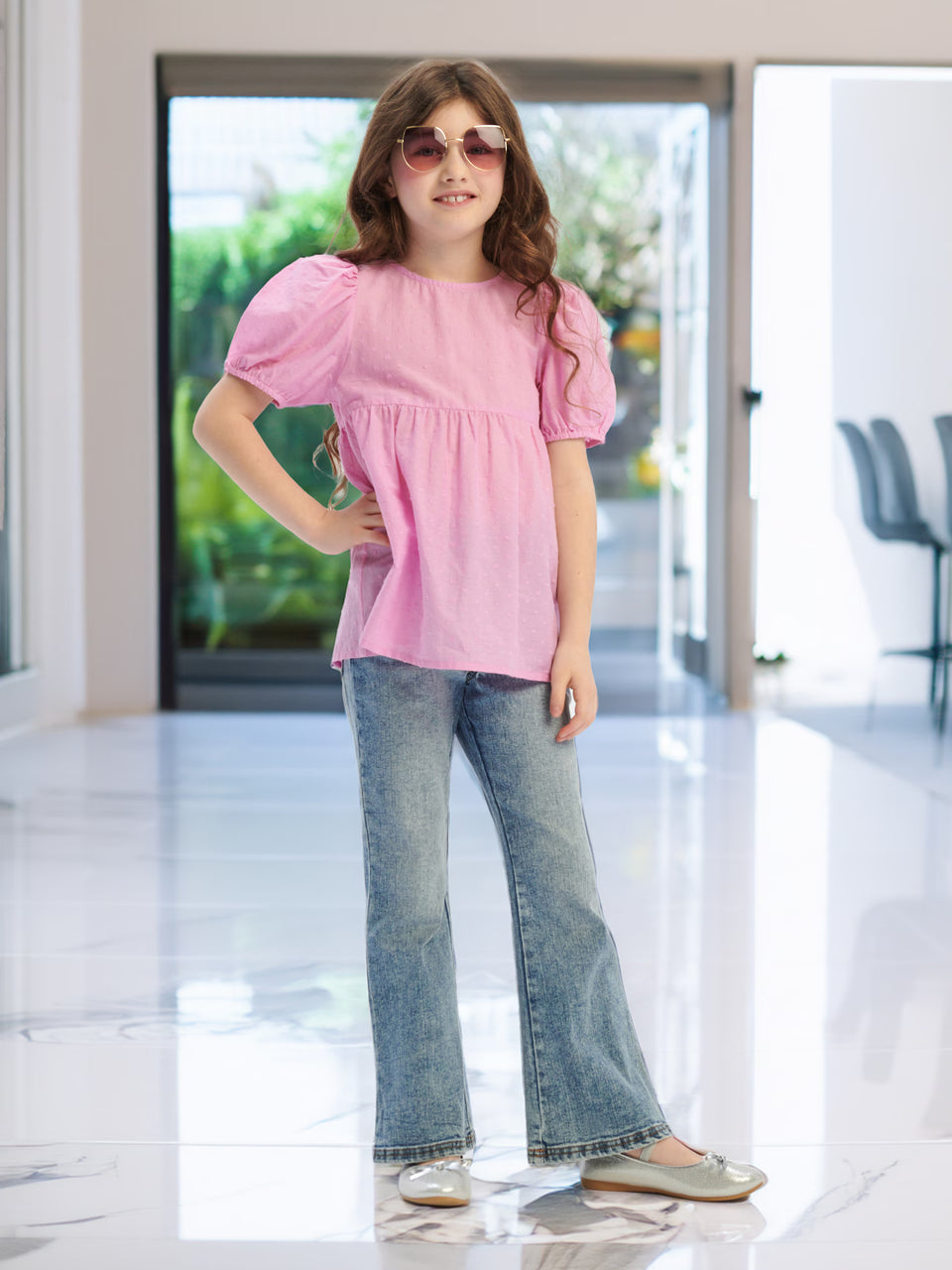 Sinsay Girl's Pink Short Sleeves Blouse | Sinsay In Lebanon