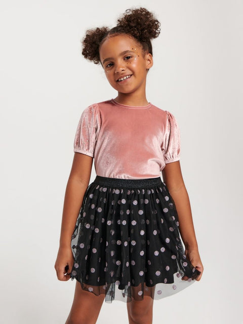 Sinsay Girl's Dusty Rose Velvet Short Sleeve Blouse |Sinsay In Lebanon