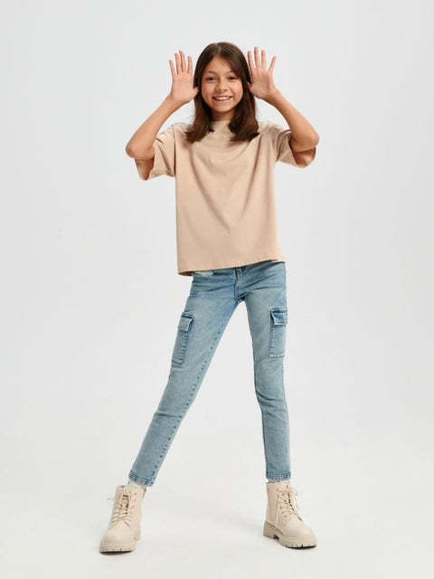 Sinsay Girl's Beige Basic Oversized T-Shirt |Sinsay In Lebanon