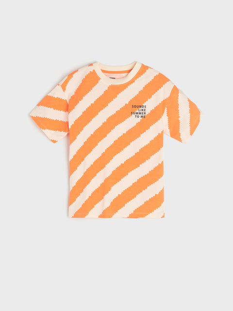 Sinsay Baby Boy's Orange Striped Crew Neck T-Shirt|Sinsay In Lebanon