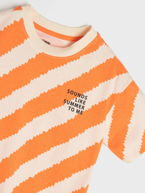 Sinsay Baby Boy's Orange Striped Crew Neck T-Shirt|Sinsay In Lebanon