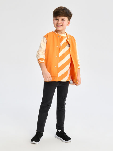 Sinsay Baby Boy's Orange Striped Crew Neck T-Shirt|Sinsay In Lebanon