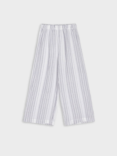 Striped pants on a light gray background