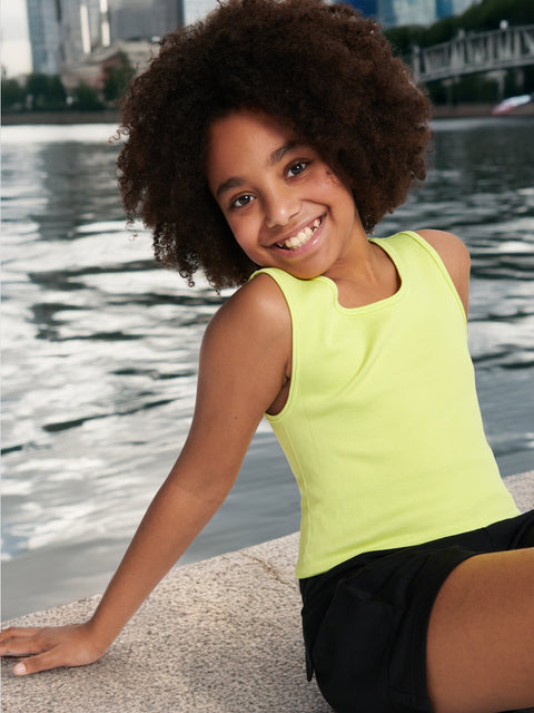 Sinsay Girl's Lime Green Ribbed Tank Top | Sinsay In Lebanon