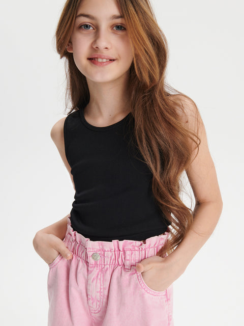 Sinsay Girl's Black Crew Neck Ribbed T-Shirt|Sinsay In Lebanon