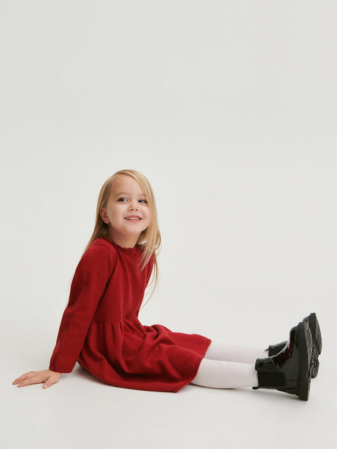 Reserved Baby Girl's Red Knitted Dress With A Wool Blend | Reserved In Lebanon