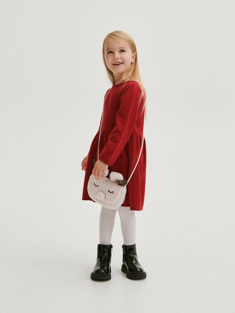 Reserved Baby Girl's Red Knitted Dress With A Wool Blend | Reserved In Lebanon