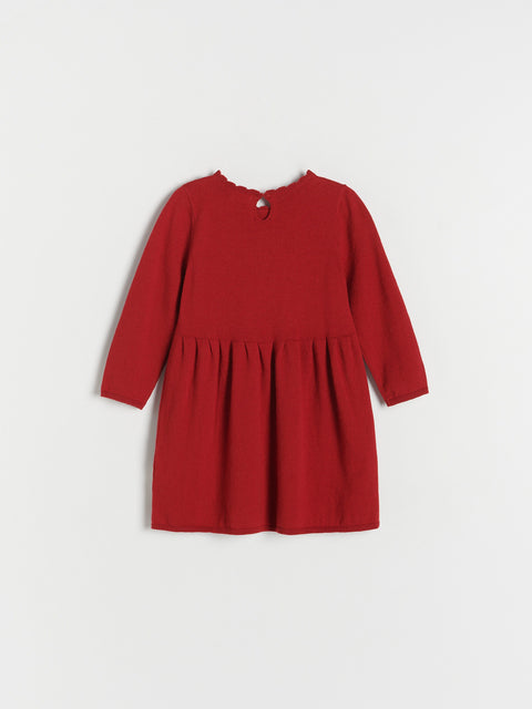 Reserved Baby Girl's Red Knitted Dress With A Wool Blend | Reserved In Lebanon