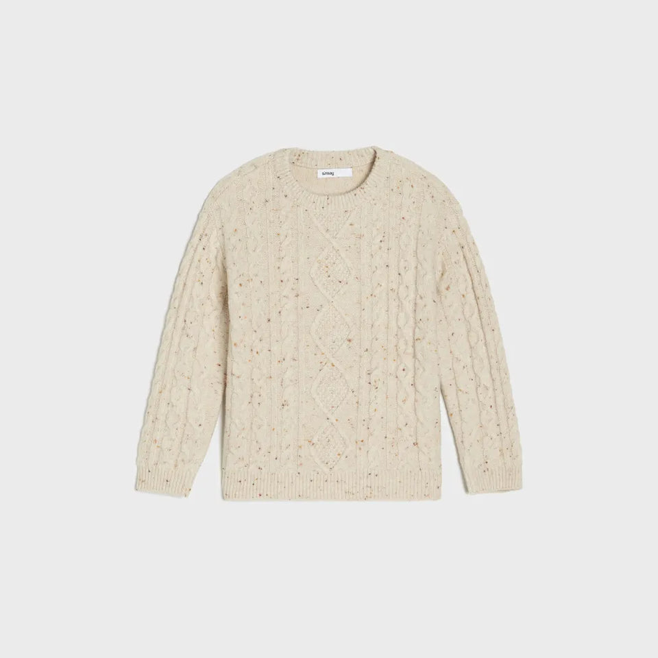 Sinsay Boy's Beige Cable Knit Crew Neck Sweater