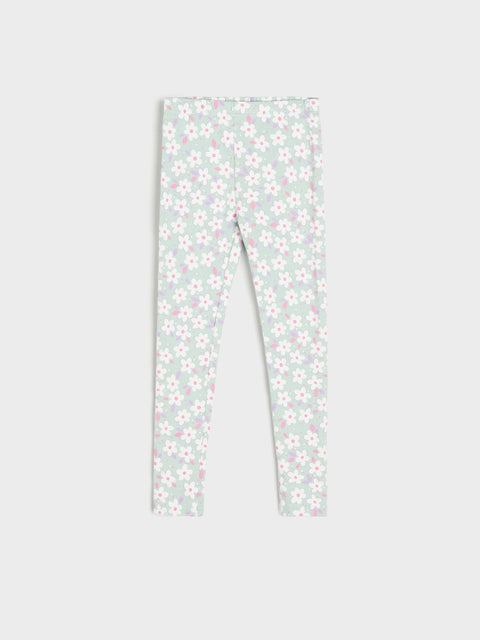 Sinsay Girl's Mint Green Leggings With Floral Print | Sinsay In Lebanon