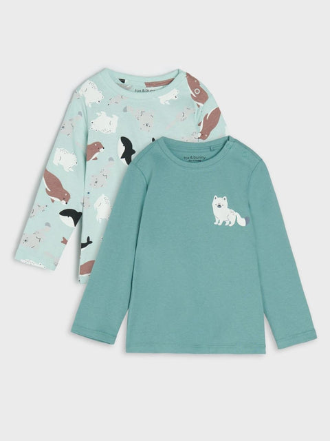 Sinsay Fox & Bunny Baby Boy's Multicolor Animal Printed Pack Of 2 Long Sleeve Blouses | Sinsay In Lebanon