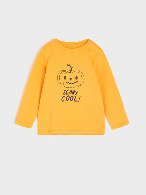 Sinsay Baby Boy's Orange Long-Sleeve Pumpkin Printed Blouse | Sinsay In Lebanon