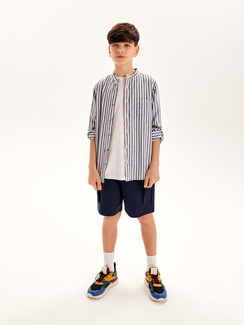 Sinsay Boy's Pale Blue Linen Blend Long Sleeve Shirt | Sinsay In Lebanon