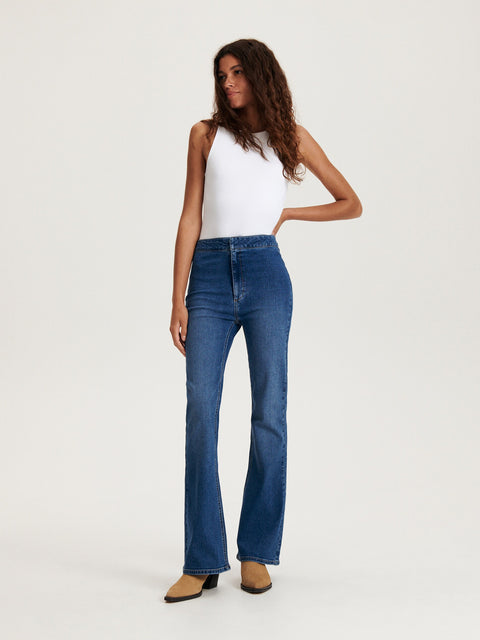 Reserved Women's Blue Skinny Flare Jeans | Reserved In Lebanon