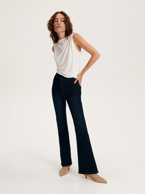Reserved Women's Navy Skinny Flare Jeans | Reserved In Lebanon