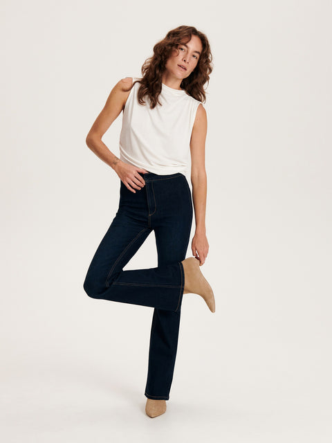Reserved Women's Navy Skinny Flare Jeans | Reserved In Lebanon