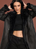 Sinsay Women's Black Long Faux Leather Coat | Sinsay In Lebanon