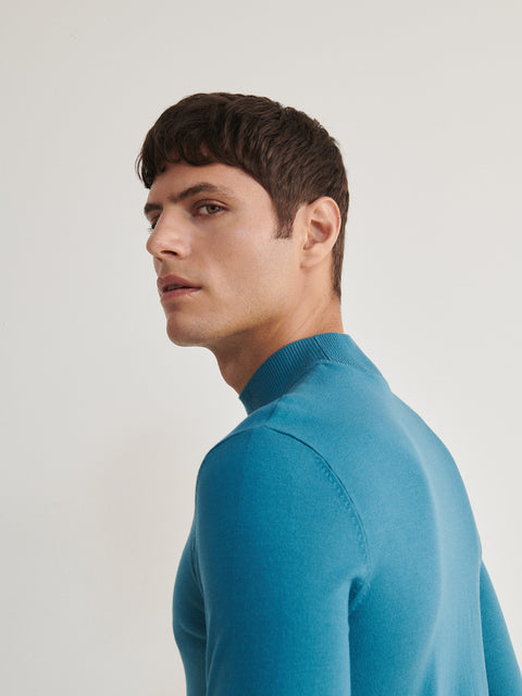 Reserved Men's Petrol Viscose Mock Turtleneck Sweater | Reserved In Lebanon