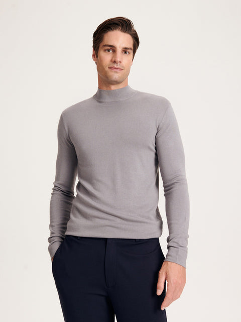 Reserved Men's Dark Grey Viscose Mock Turtleneck Sweater | Reserved In Lebanon